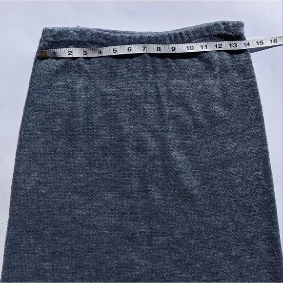 Vintage Blue Knit Long Skirt with Burgundy Pattern - Creations Isadora Small - Picture 4 of 6